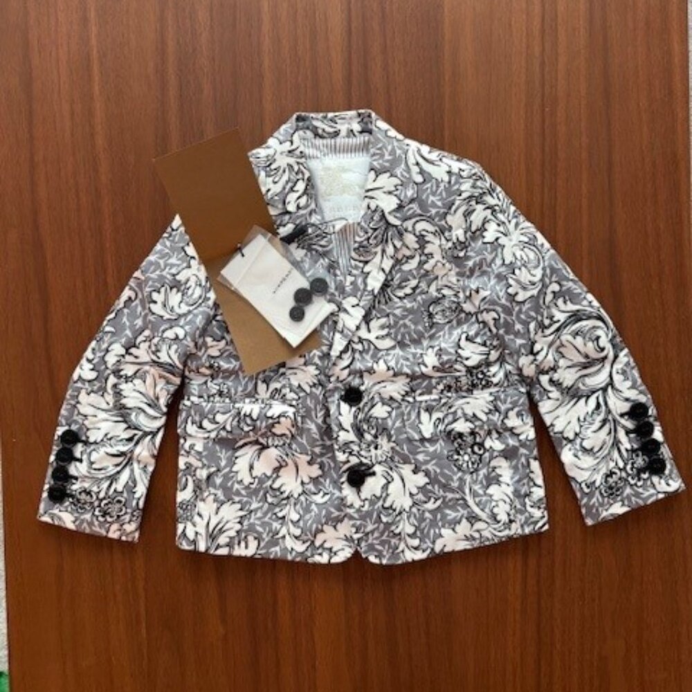 Burberry  Floral Cotton Blazer In Grey